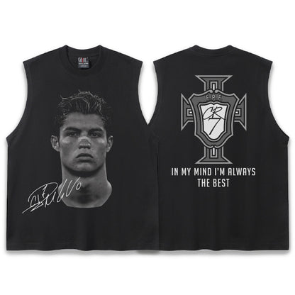 G.Z邁阿密南岸𝔾𝕣𝕠𝕦𝕟𝕕ℤ𝕖𝕣𝕠®✥南裝大佬✥ 美式嘻哈水洗重磅數男女中性C.羅納度坎肩背心亞洲版型)