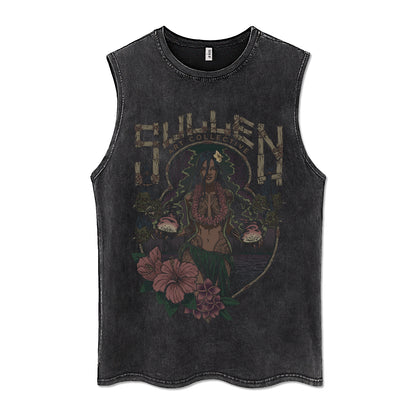 ♠ 𝔾𝕣𝕠𝕦𝕟𝕕ℤ𝕖𝕣𝕠♠美式風格夏日新款水洗厚磅數海島女郎坎肩無袖背心T-Shirt