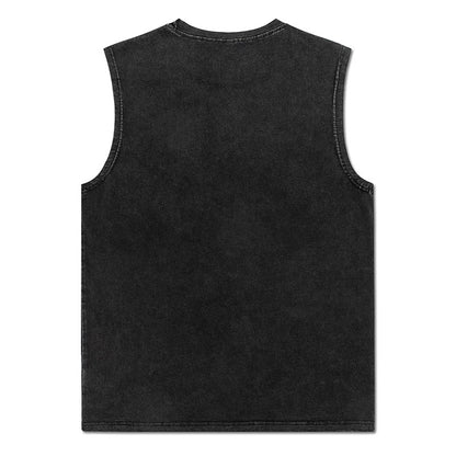 ♠ 𝔾𝕣𝕠𝕦𝕟𝕕ℤ𝕖𝕣𝕠♠美式風格夏日新款水洗厚磅數殘影哥德字母坎肩無袖背心