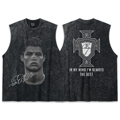 G.Z邁阿密南岸𝔾𝕣𝕠𝕦𝕟𝕕ℤ𝕖𝕣𝕠®✥南裝大佬✥ 美式嘻哈水洗重磅數男女中性C.羅納度坎肩背心亞洲版型)