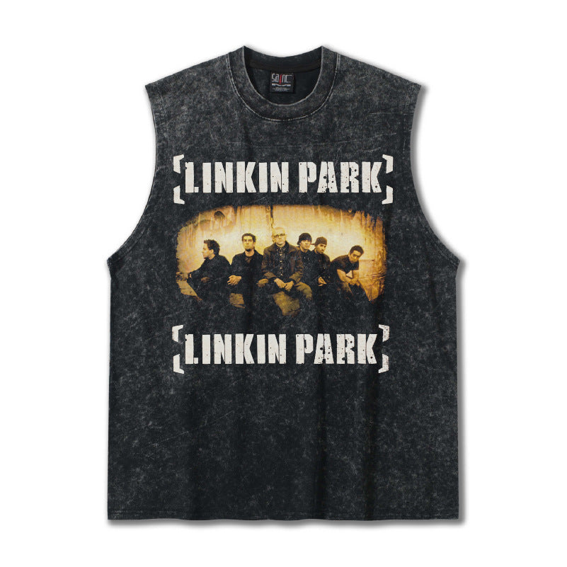 G.Z邁阿密南岸𝔾𝕣𝕠𝕦𝕟𝕕ℤ𝕖𝕣𝕠®✥南裝大佬✥ 美式嘻哈水洗重磅數男女中性Linkin Park坎肩背心亞洲版型)