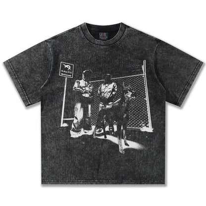 G.Z邁阿密南岸𝔾𝕣𝕠𝕦𝕟𝕕ℤ𝕖𝕣𝕠®✥南裝大佬✥ 美式嘻哈水洗重磅數男女中性杜賓犬短袖上衣T-Shirt(亞洲版型)