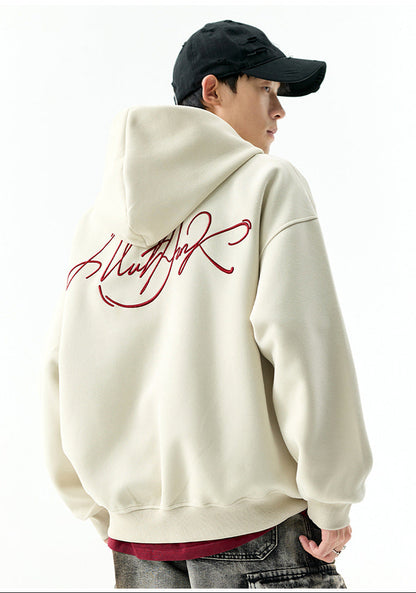 𝔾𝕣𝕠𝕦𝕟𝕕ℤ𝕖𝕣𝕠®2026年秋冬款經典復古草寫字母連帽拉練長袖情侶夾克外套