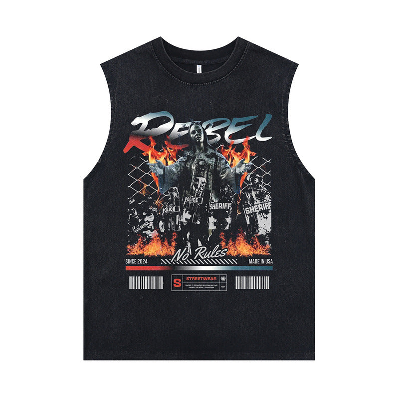 ♠𝔾𝕣𝕠𝕦𝕟𝕕ℤ𝕖𝕣𝕠♠美式風格夏日新款水洗破壞厚磅多款式圖片C區坎肩無袖背心