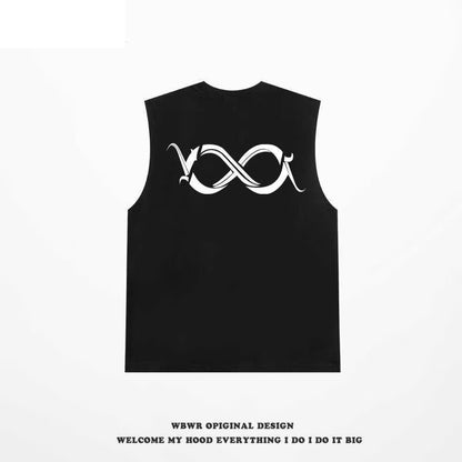 ♠𝔾𝕣𝕠𝕦𝕟𝕕ℤ𝕖𝕣𝕠♠美式風格夏日新款棉質無限符號大尺寸無袖背心