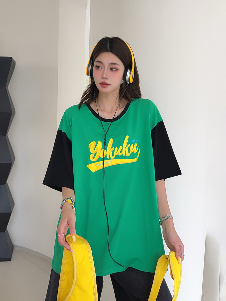 🄶🅁🄾🅄🄽🄳♾🅉🄴🅁🄾2025SS♾無性別穿搭OverSize夏季新款美式j中性拚色復古落肩T-SHIRT