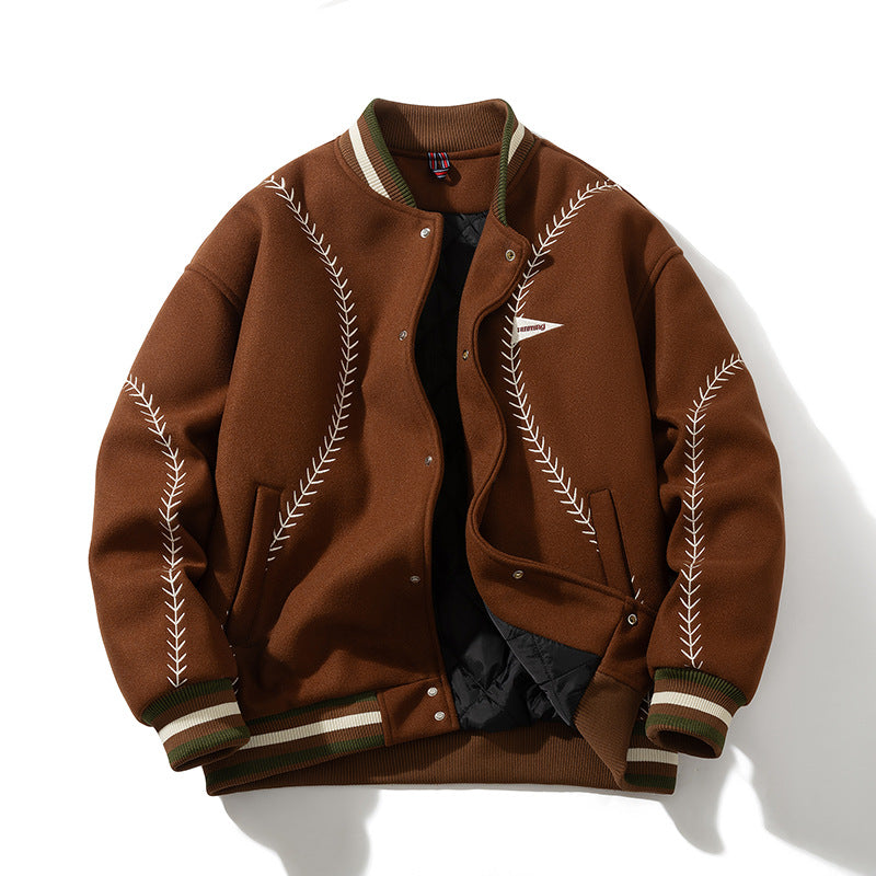 🔥𝔾𝕣𝕠𝕦𝕟𝕕⇔ℤ𝕖𝕣𝕠®25-26年秋冬新款vintag復古棒球縫線刺繡大學棒球外套