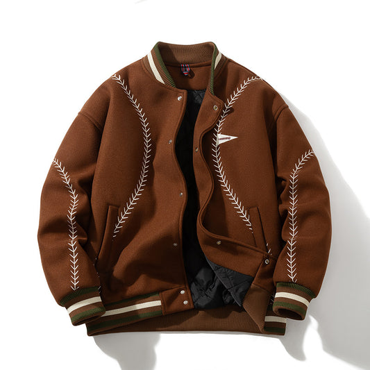 🔥𝔾𝕣𝕠𝕦𝕟𝕕⇔ℤ𝕖𝕣𝕠®25-26年秋冬新款vintag復古棒球縫線刺繡大學棒球外套