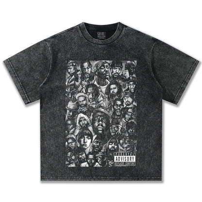 G.Z邁阿密南岸𝔾𝕣𝕠𝕦𝕟𝕕ℤ𝕖𝕣𝕠®✥南裝大佬✥ 美式嘻哈水洗重磅數男女中性經典嘻哈明星短袖上衣T-Shirt(亞洲版型)