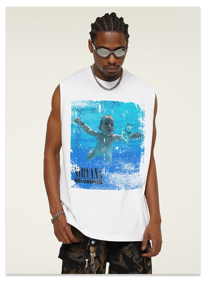 G.Z邁阿密南岸𝔾𝕣𝕠𝕦𝕟𝕕ℤ𝕖𝕣𝕠®✥南裝大佬✥ 美式嘻哈水洗重磅數男女中性NIRVANA坎肩背心亞洲版型)