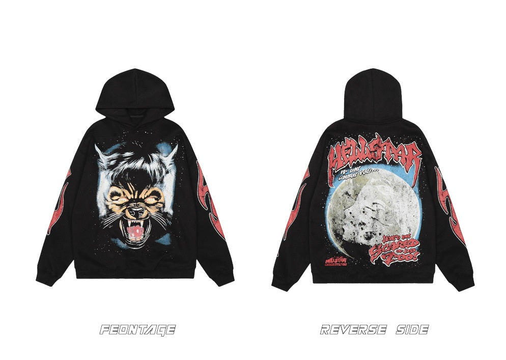 𝔾𝕣𝕠𝕦𝕟𝕕ℤ𝕖𝕣𝕠®2026年秋冬款復古暗夜惡狼連帽長袖上衣T-SHIRT