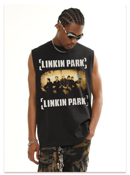 G.Z邁阿密南岸𝔾𝕣𝕠𝕦𝕟𝕕ℤ𝕖𝕣𝕠®✥南裝大佬✥ 美式嘻哈水洗重磅數男女中性Linkin Park坎肩背心亞洲版型)
