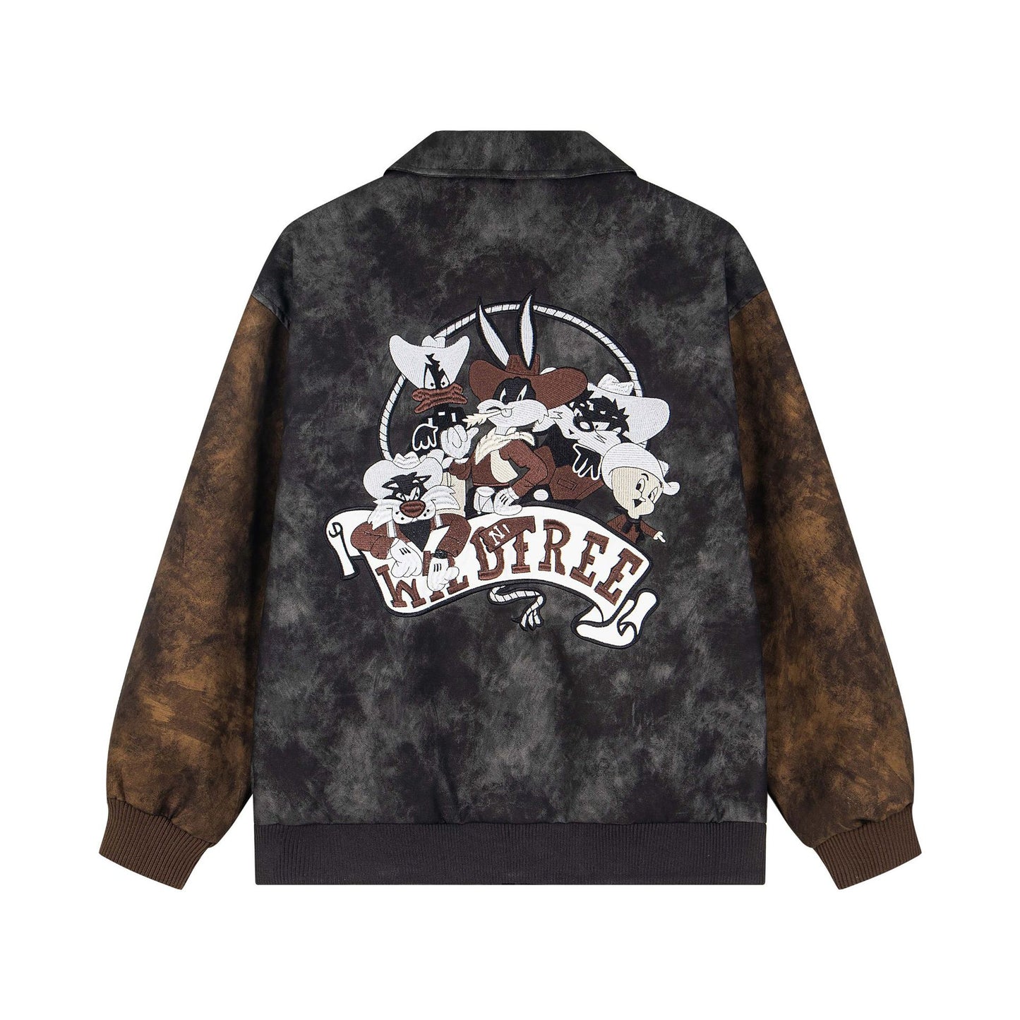 𝔾𝕣𝕠𝕦𝕟𝕕ℤ𝕖𝕣𝕠®2026年秋冬款復古麂皮電繡卡通機車夾克外套(限量)