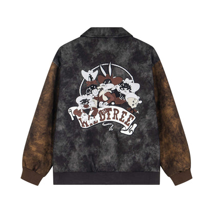 𝔾𝕣𝕠𝕦𝕟𝕕ℤ𝕖𝕣𝕠®2026年秋冬款復古麂皮電繡卡通機車夾克外套(限量)