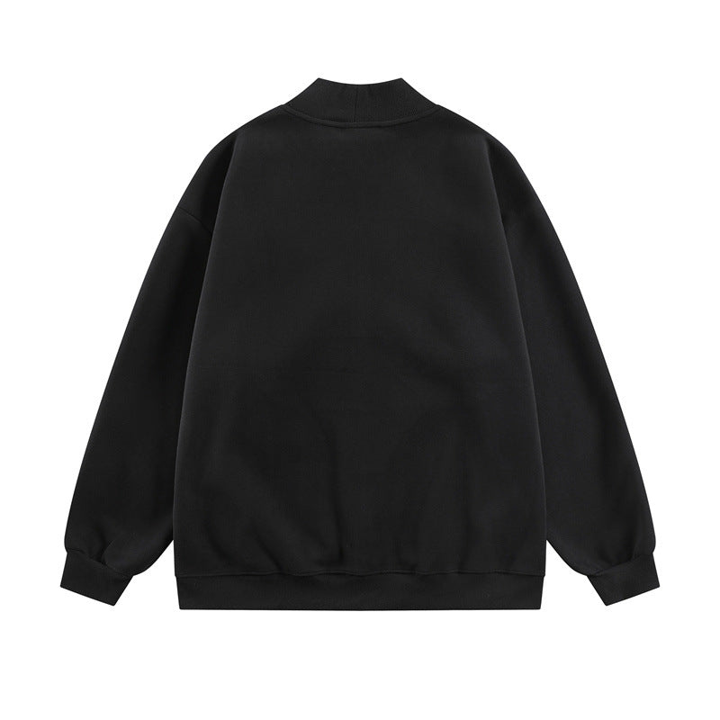 𝔾𝕣𝕠𝕦𝕟𝕕ℤ𝕖𝕣𝕠®2026年秋冬款復古刺繡字母中領半拉練圓領長袖T-SHIRT