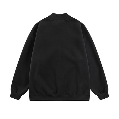 𝔾𝕣𝕠𝕦𝕟𝕕ℤ𝕖𝕣𝕠®2026年秋冬款復古刺繡字母中領半拉練圓領長袖T-SHIRT