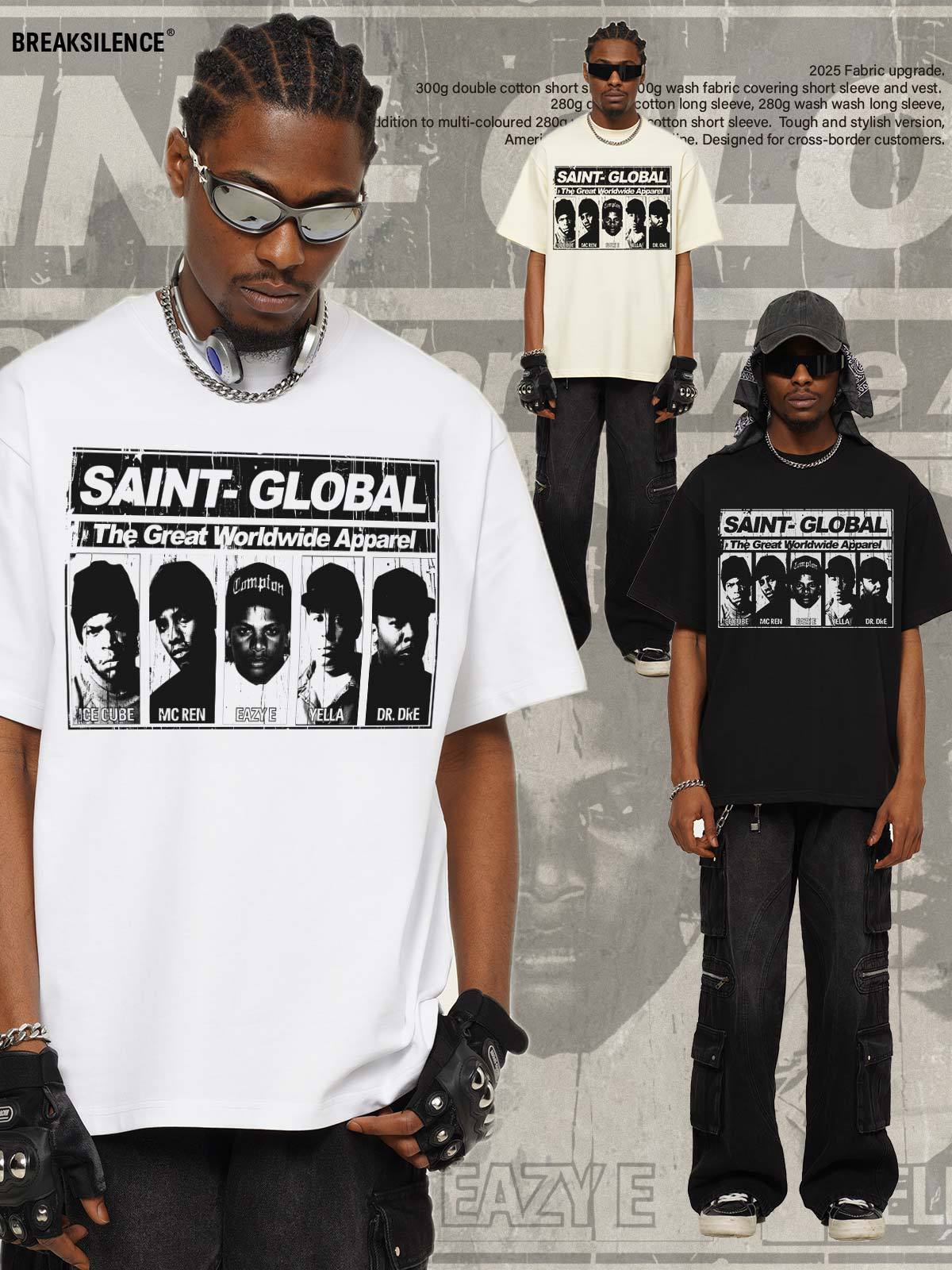 G.Z邁阿密南岸𝔾𝕣𝕠𝕦𝕟𝕕ℤ𝕖𝕣𝕠®✥南裝大佬✥ 美式嘻哈水洗重磅數男女中性N.W.A短袖上衣T-Shirt(亞洲版型)