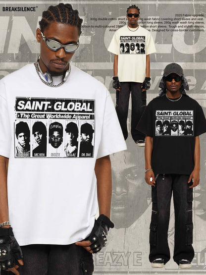 G.Z邁阿密南岸𝔾𝕣𝕠𝕦𝕟𝕕ℤ𝕖𝕣𝕠®✥南裝大佬✥ 美式嘻哈水洗重磅數男女中性N.W.A短袖上衣T-Shirt(亞洲版型)