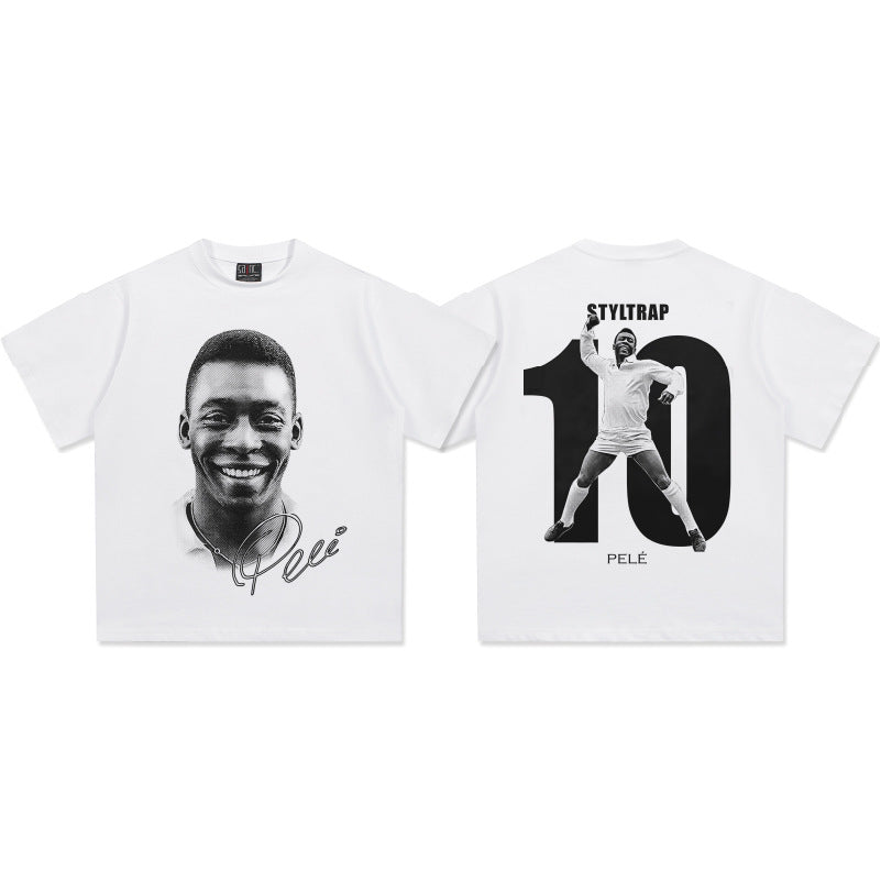 G.Z邁阿密南岸𝔾𝕣𝕠𝕦𝕟𝕕ℤ𝕖𝕣𝕠®✥南裝大佬✥ 美式嘻哈水洗重磅數男女中性球王貝利T-Shirt短袖上衣(亞洲版型)