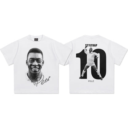 G.Z邁阿密南岸𝔾𝕣𝕠𝕦𝕟𝕕ℤ𝕖𝕣𝕠®✥南裝大佬✥ 美式嘻哈水洗重磅數男女中性球王貝利T-Shirt短袖上衣(亞洲版型)