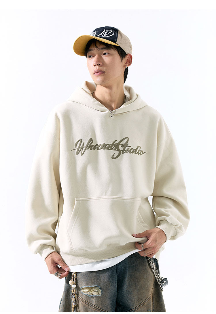 𝔾𝕣𝕠𝕦𝕟𝕕ℤ𝕖𝕣𝕠®2026年秋冬款復古發泡字母寬鬆連帽長袖大學T-SHIRT