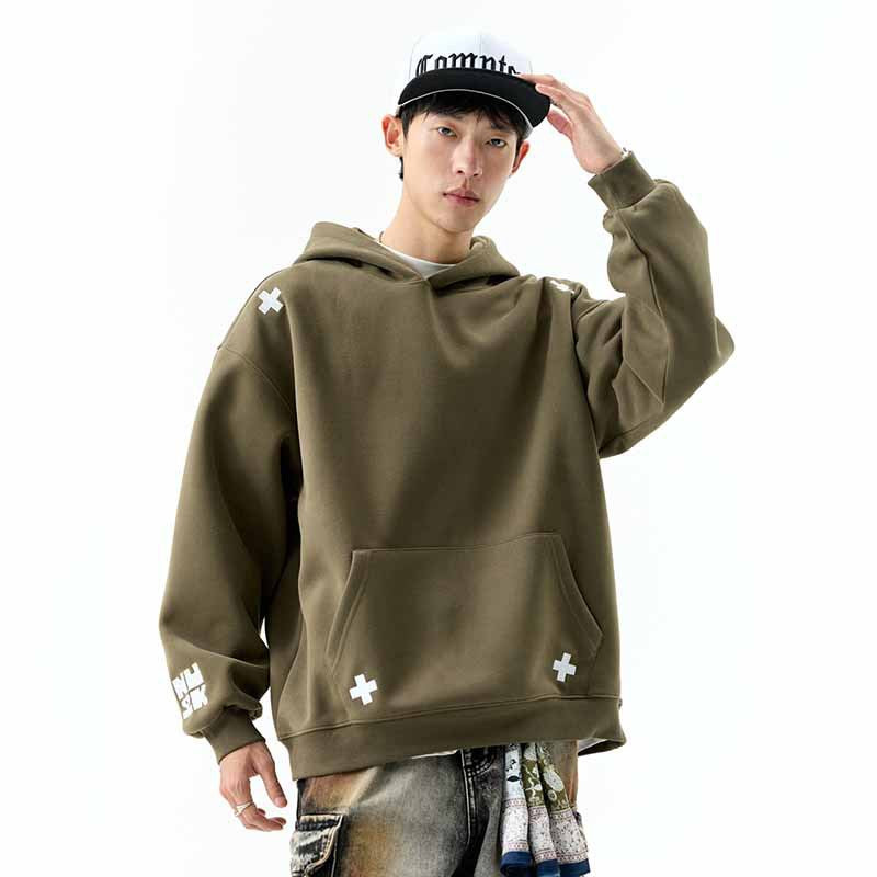 𝔾𝕣𝕠𝕦𝕟𝕕ℤ𝕖𝕣𝕠®2026年秋冬款經典厚磅數電繡符號連帽拉長袖T-SHIRT