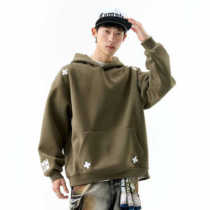 𝔾𝕣𝕠𝕦𝕟𝕕ℤ𝕖𝕣𝕠®2026年秋冬款經典厚磅數電繡符號連帽拉長袖T-SHIRT