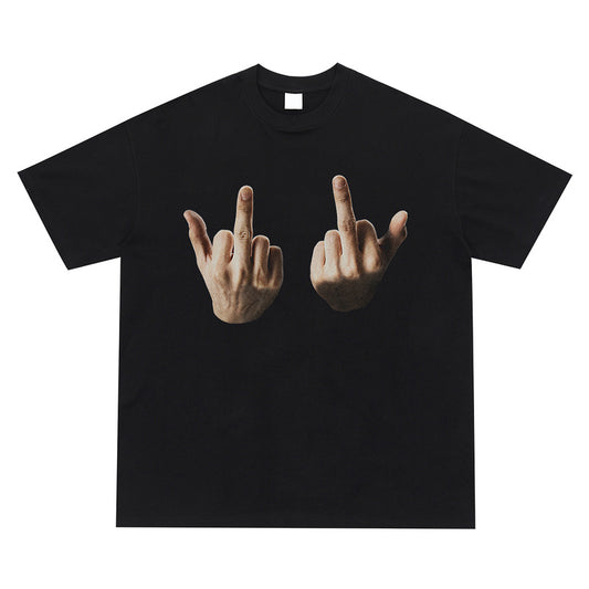 G.Z 邁阿密南岸✥𝔾𝕣𝕠𝕦𝕟𝕕ℤ𝕖𝕣𝕠®✥２０２4南裝大佬/美式嘻哈照片中指純棉男女中性T-Shirt上衣