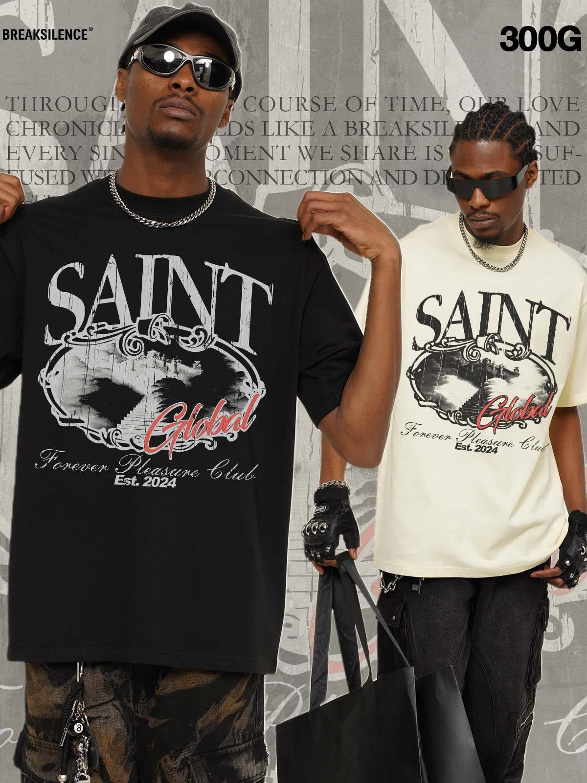 G.Z邁阿密南岸𝔾𝕣𝕠𝕦𝕟𝕕ℤ𝕖𝕣𝕠®✥南裝大佬✥ 美式嘻哈水洗重磅數男女中性Saint短袖上衣T-Shirt(亞洲版型)