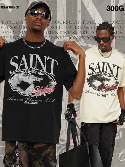 G.Z邁阿密南岸𝔾𝕣𝕠𝕦𝕟𝕕ℤ𝕖𝕣𝕠®✥南裝大佬✥ 美式嘻哈水洗重磅數男女中性Saint短袖上衣T-Shirt(亞洲版型)