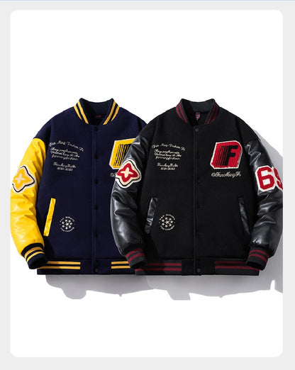 🔥𝔾𝕣𝕠𝕦𝕟𝕕⇔ℤ𝕖𝕣𝕠®25-26年秋冬新款vintag防風復古PU皮革刺繡大學棒球外套