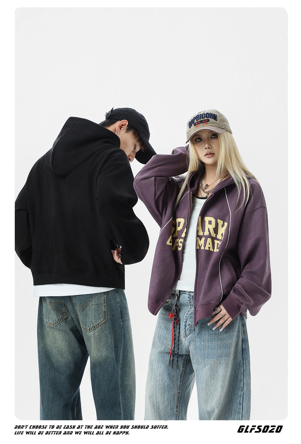 𝔾𝕣𝕠𝕦𝕟𝕕ℤ𝕖𝕣𝕠®2026年秋冬新款油漆字母麂皮絨連帽拉鍊長袖外套