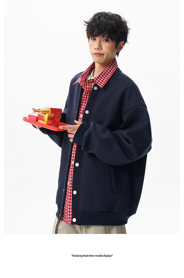 𝔾𝕣𝕠𝕦𝕟𝕕ℤ𝕖𝕣𝕠®2026年秋冬款復古假兩件式立領百搭棒球夾克外套