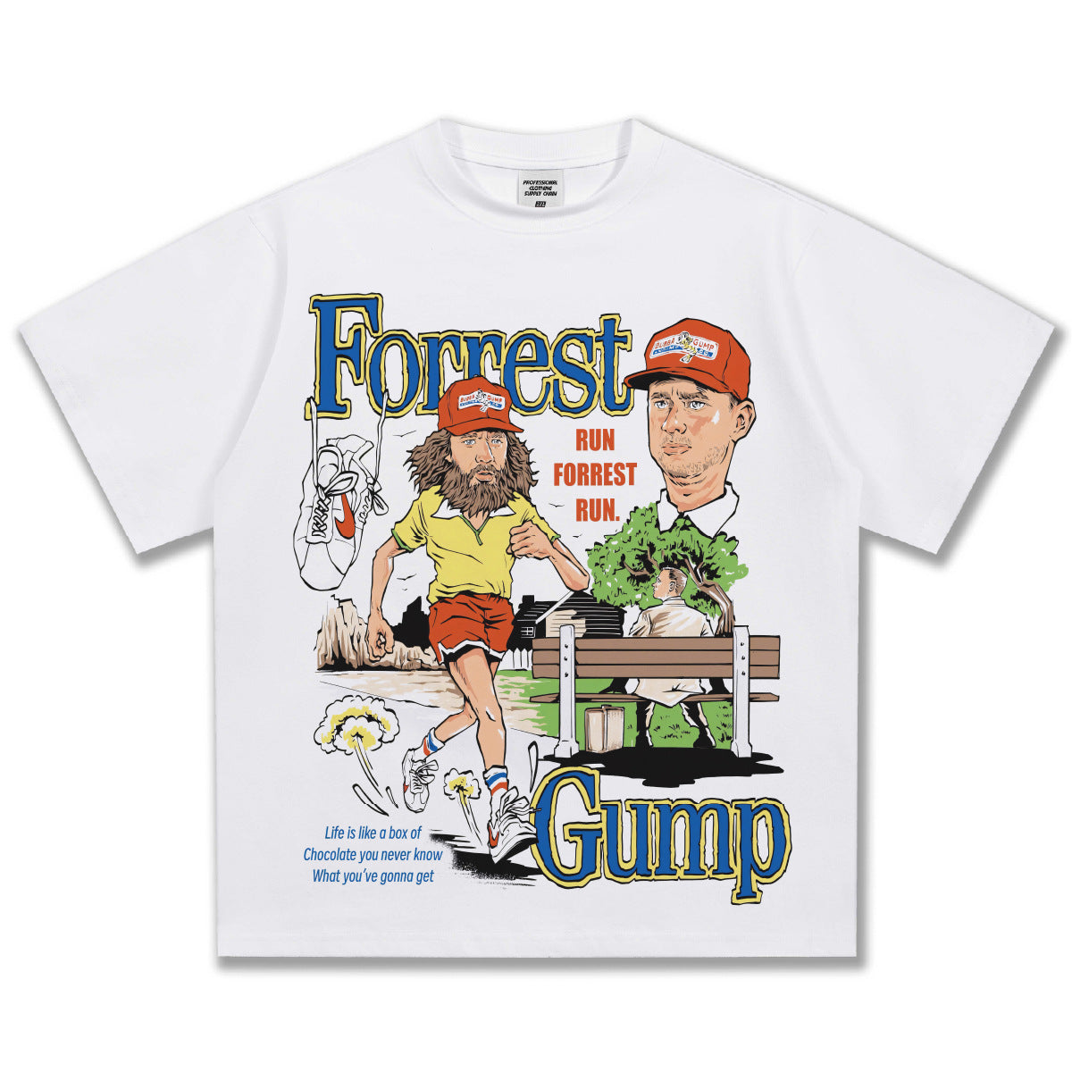 G.Z邁阿密南岸𝔾𝕣𝕠𝕦𝕟𝕕ℤ𝕖𝕣𝕠®✥南裝大佬✥ 美式嘻哈水洗重磅數男女中性奔跑吧阿甘短袖上衣T-Shirt(亞洲版型)