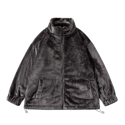 G.Z邁阿密南岸𝔾𝕣𝕠𝕦𝕟𝕕ℤ𝕖𝕣𝕠®✥南裝大佬✥ 美式毛茸茸嘻哈刺繡立領保暖外套(限量)