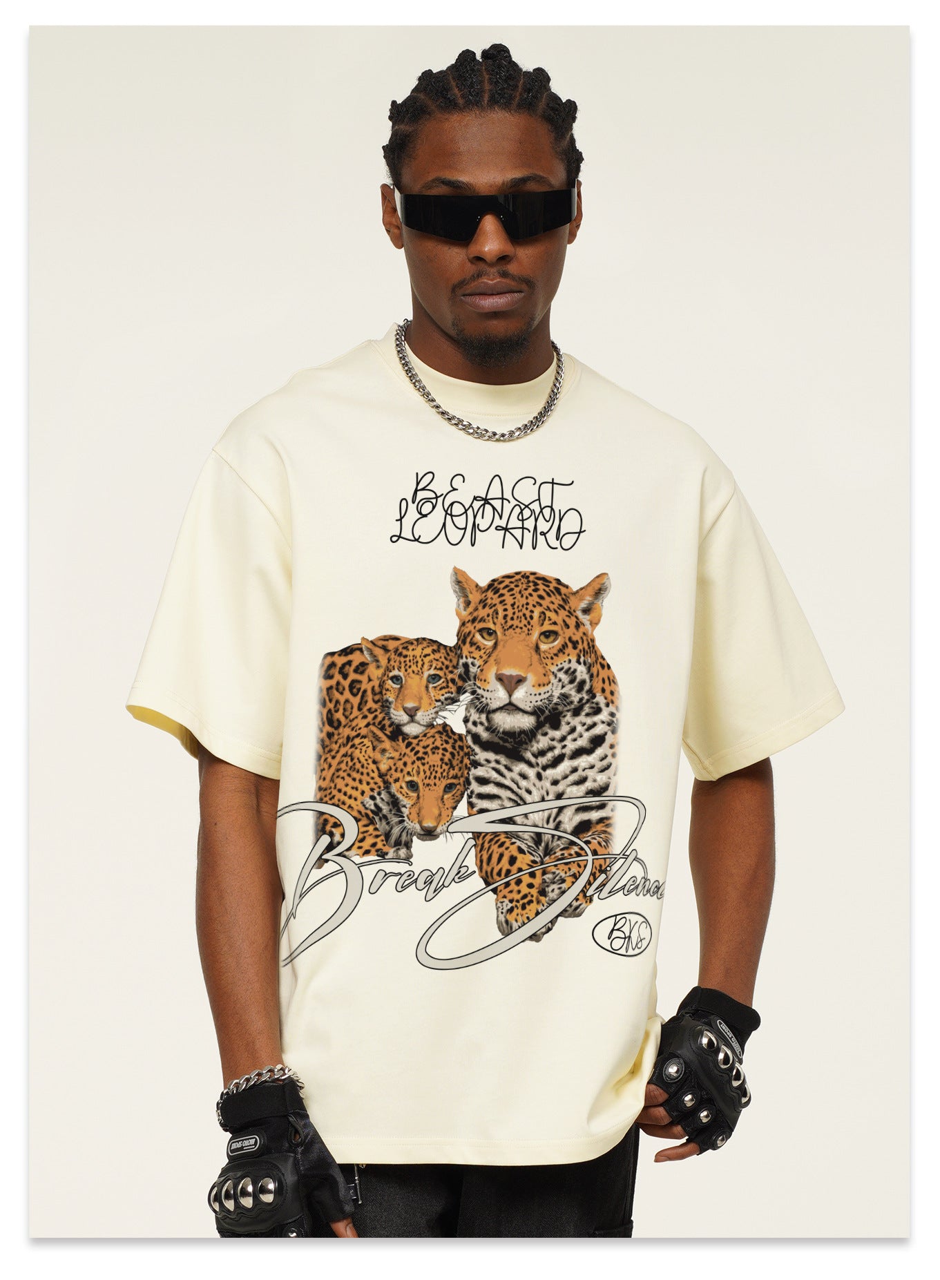 G.Z邁阿密南岸𝔾𝕣𝕠𝕦𝕟𝕕ℤ𝕖𝕣𝕠®✥南裝大佬✥ 美式嘻哈水洗重磅數男女中性油畫美洲豹短袖上衣T-Shirt(亞洲版型)