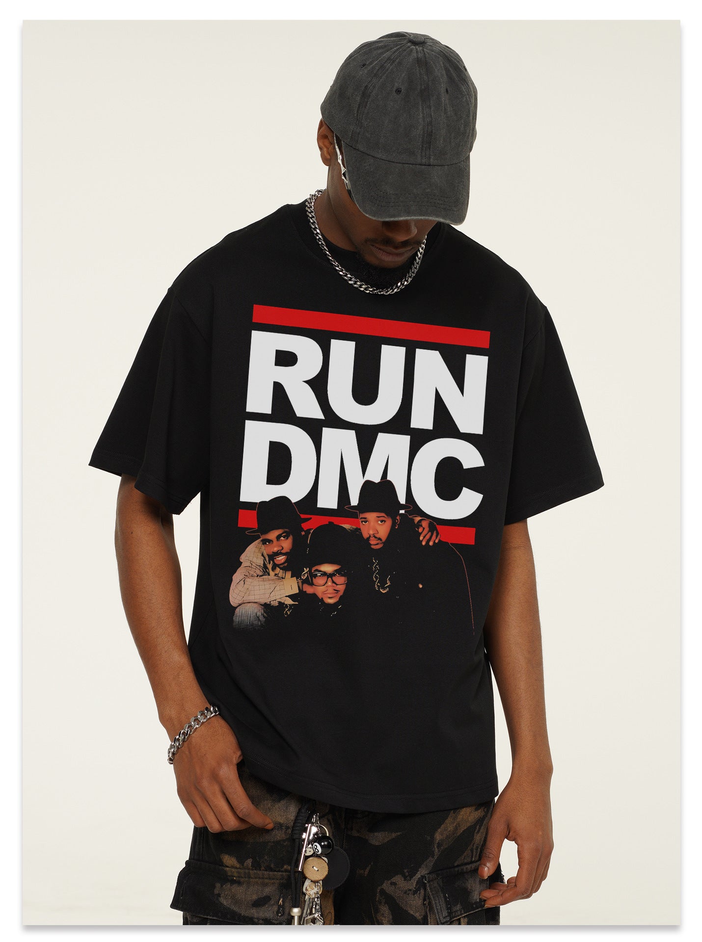 G.Z邁阿密南岸𝔾𝕣𝕠𝕦𝕟𝕕ℤ𝕖𝕣𝕠®✥南裝大佬✥ 美式嘻哈水洗重磅數男女中性RUN DMC短袖上衣T-Shirt(亞洲版型)