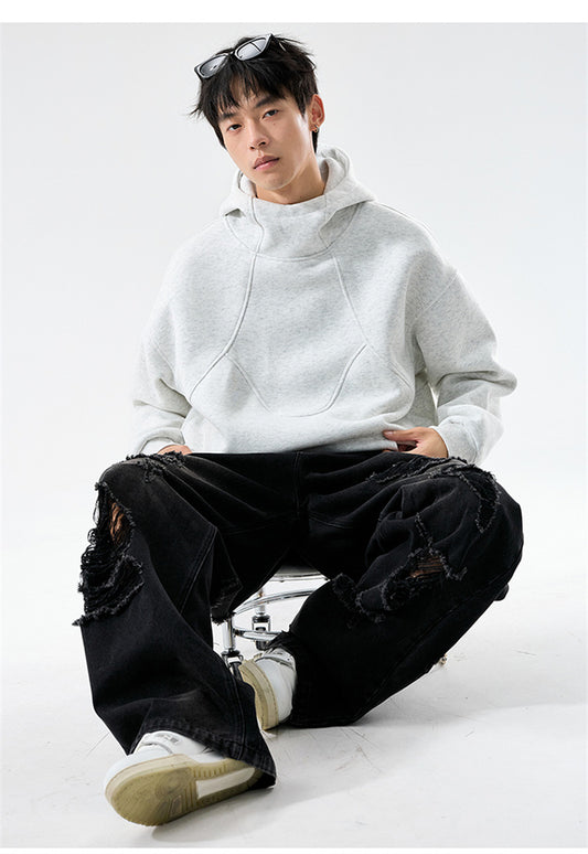 𝔾𝕣𝕠𝕦𝕟𝕕ℤ𝕖𝕣𝕠®2026年秋冬款復古寬鬆拼中領面罩連帽長袖T-SHIRT