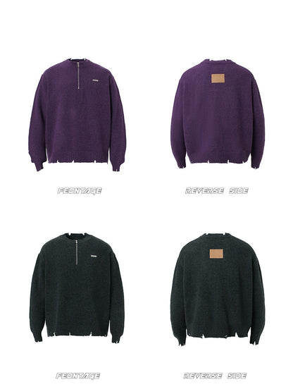 𝔾𝕣𝕠𝕦𝕟𝕕ℤ𝕖𝕣𝕠®2026年秋冬款簡約做舊針織套頭毛衣長袖上衣