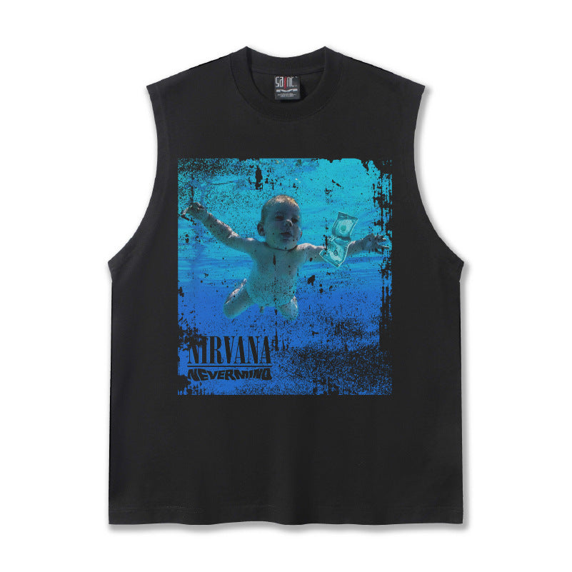 G.Z邁阿密南岸𝔾𝕣𝕠𝕦𝕟𝕕ℤ𝕖𝕣𝕠®✥南裝大佬✥ 美式嘻哈水洗重磅數男女中性NIRVANA坎肩背心亞洲版型)