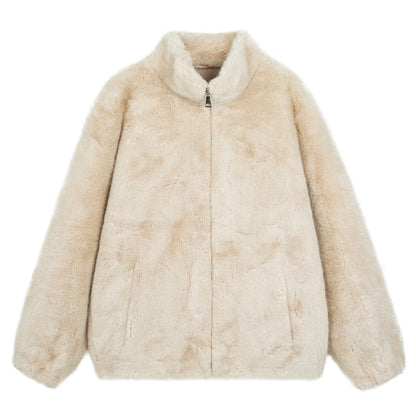 𝔾𝕣𝕠𝕦𝕟𝕕ℤ𝕖𝕣𝕠®2026年秋冬款復古嘻哈短毛絨立領男女中性保暖外套