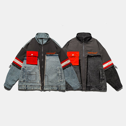 🔥𝔾𝕣𝕠𝕦𝕟𝕕⇔ℤ𝕖𝕣𝕠®25-26年秋冬新款vintag經典復古立領口袋夾克牛仔外套