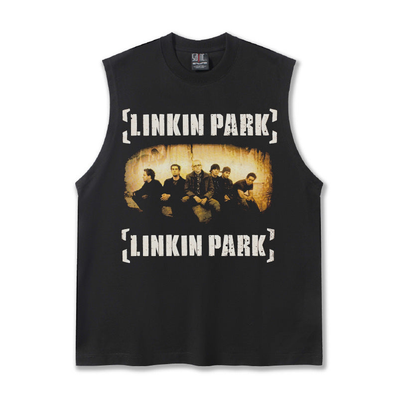 G.Z邁阿密南岸𝔾𝕣𝕠𝕦𝕟𝕕ℤ𝕖𝕣𝕠®✥南裝大佬✥ 美式嘻哈水洗重磅數男女中性Linkin Park坎肩背心亞洲版型)