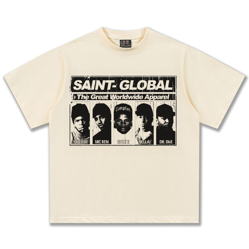 G.Z邁阿密南岸𝔾𝕣𝕠𝕦𝕟𝕕ℤ𝕖𝕣𝕠®✥南裝大佬✥ 美式嘻哈水洗重磅數男女中性N.W.A短袖上衣T-Shirt(亞洲版型)