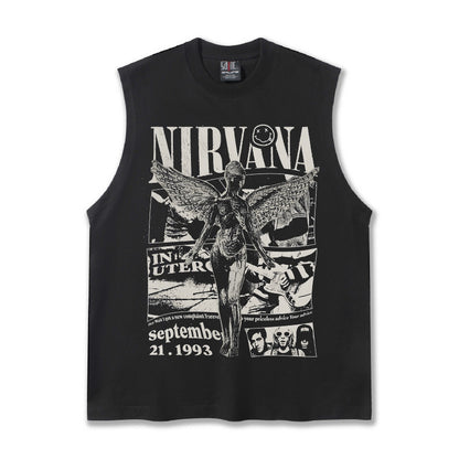 G.Z邁阿密南岸𝔾𝕣𝕠𝕦𝕟𝕕ℤ𝕖𝕣𝕠®✥南裝大佬✥ 美式嘻哈水洗重磅數男女中性NIRVANA坎肩背心亞洲版型)