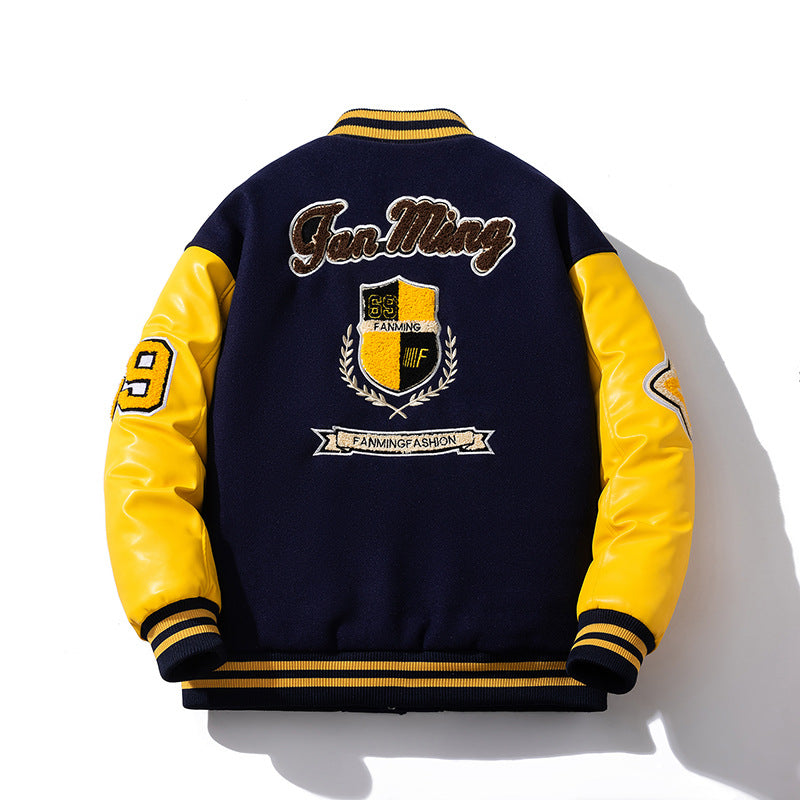 🔥𝔾𝕣𝕠𝕦𝕟𝕕⇔ℤ𝕖𝕣𝕠®25-26年秋冬新款vintag防風復古PU皮革刺繡大學棒球外套