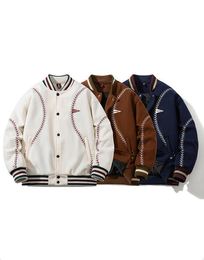 🔥𝔾𝕣𝕠𝕦𝕟𝕕⇔ℤ𝕖𝕣𝕠®25-26年秋冬新款vintag復古棒球縫線刺繡大學棒球外套