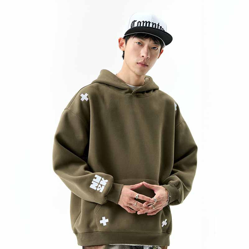 𝔾𝕣𝕠𝕦𝕟𝕕ℤ𝕖𝕣𝕠®2026年秋冬款經典厚磅數電繡符號連帽拉長袖T-SHIRT