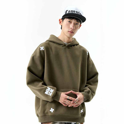 𝔾𝕣𝕠𝕦𝕟𝕕ℤ𝕖𝕣𝕠®2026年秋冬款經典厚磅數電繡符號連帽拉長袖T-SHIRT