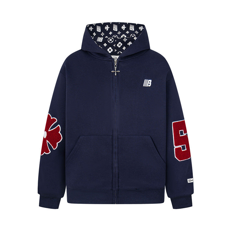 𝔾𝕣𝕠𝕦𝕟𝕕ℤ𝕖𝕣𝕠®2026年秋冬款新款經典復古老花數字連帽夾克外套 4色